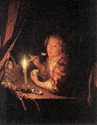 Godfried Schalcken Girl Eating an Apple oil painting on canvas